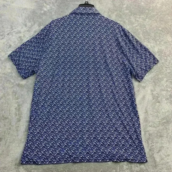 1764 Shirt Mens 2XL Blue Drink Print Performance Golf Polo Breathable Stretch - Picture 8 of 8